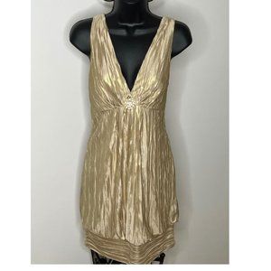 I.N. San Francisco Womens Embellished Cocktail Dress Sleeveless Size L Gold